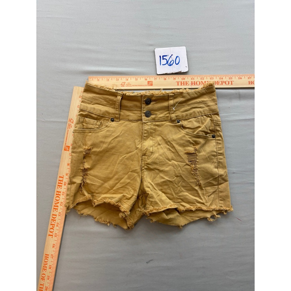 Vince Blue New York Womens Distressed Denim Shorts Yellow Khaki Size 7 VB-316KHK